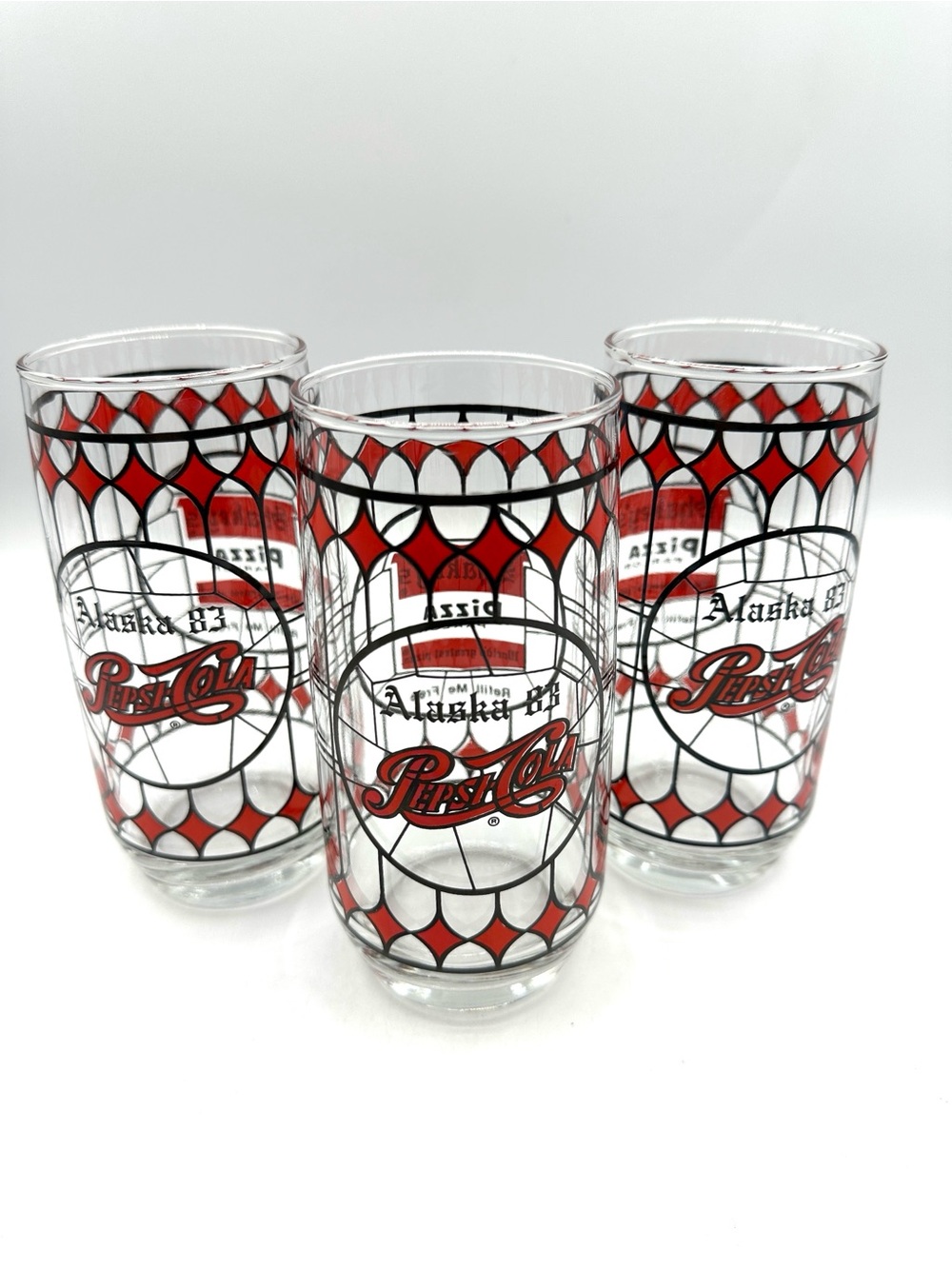 3 Shakey’s Pizza Pepsi Vintage 6” Glasses